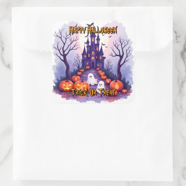 Sticker Carré Collection populaire Halloween mignonne et effraya (Sac)