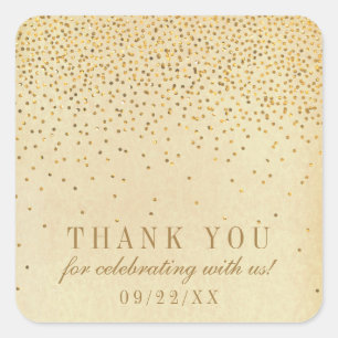 Sticker Carré Collection Vintage de Mariage Glam Gold Confetti