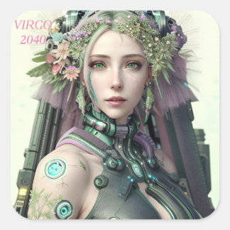 Sticker Carré Collection Zodiac Futuriste Virgo