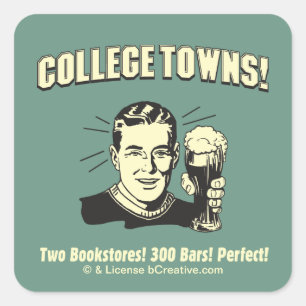 Sticker Carré College Towns : 2 librairies 300 bars