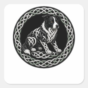 Sticker Carré Collie Border Knot Celtique