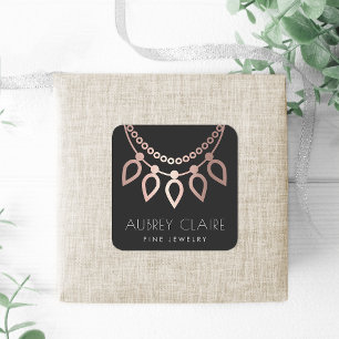 Sticker Carré Collier d'or Rose Faux   Logo du bijoutier