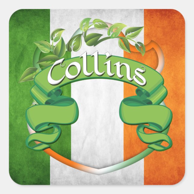 Sticker Carré Collins Irish Shield (Devant)