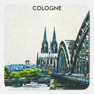 Sticker Carré Cologne Allemagne Panorama Vue Peinture