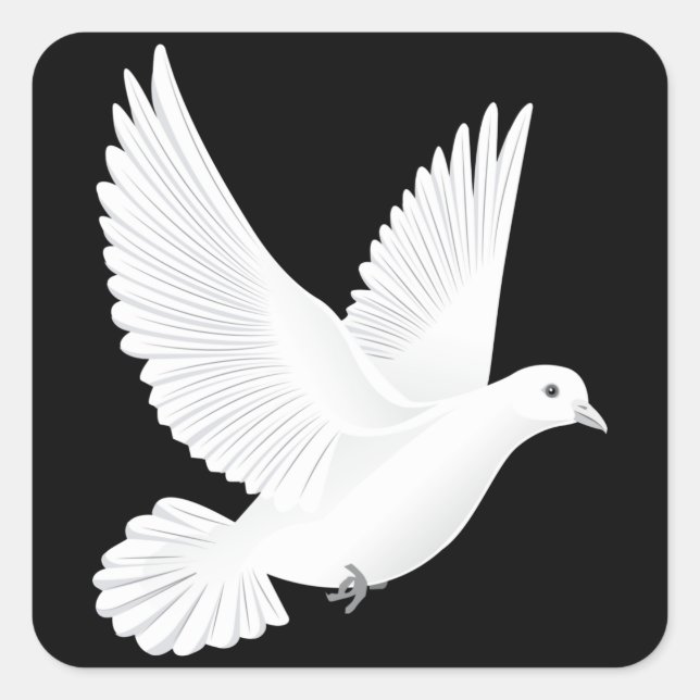Sticker Carré Colombe blanche (Devant)