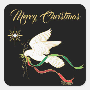 Sticker Carré Colombe blanche