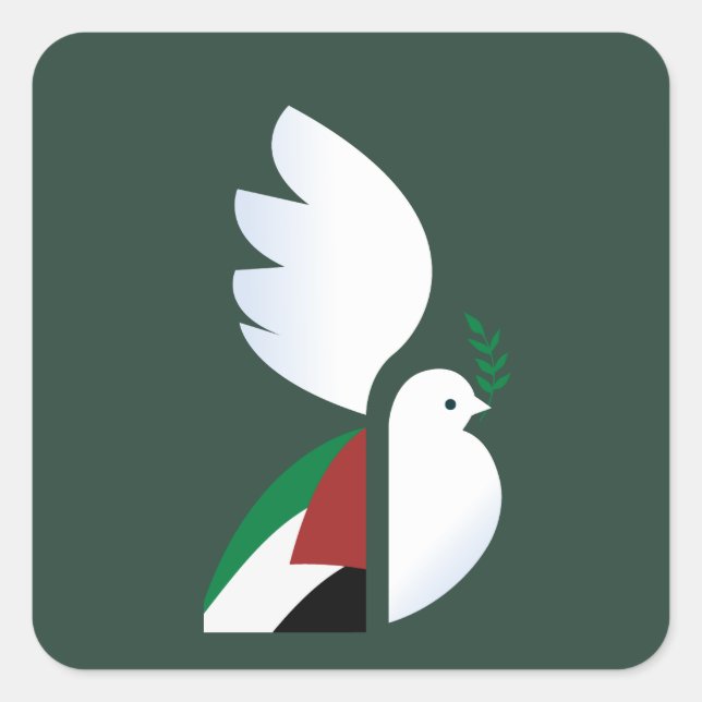 Sticker Carré colombe de paix avec le drapeau palestinien (Devant)