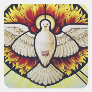 Sticker Carré colombe du Saint-Esprit en verre coloré