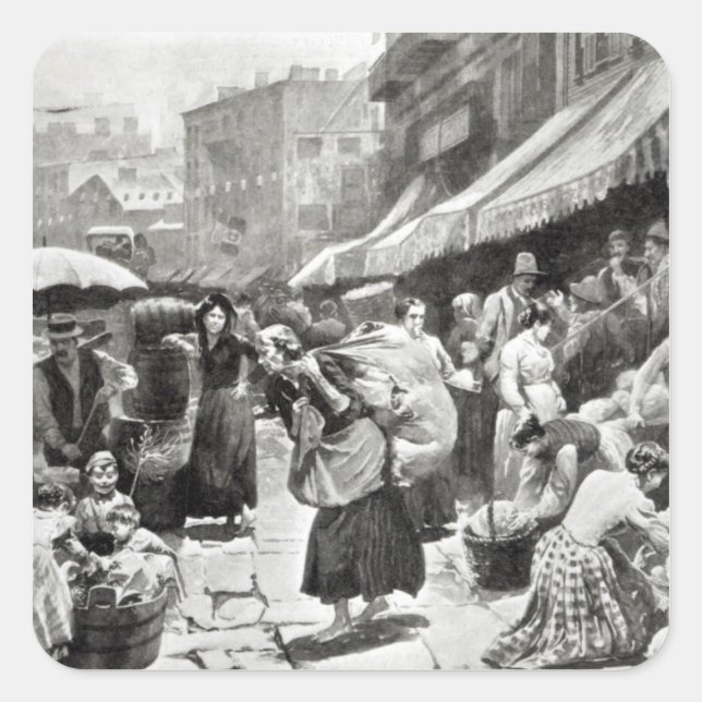 Sticker Carré Colonie italienne Mulberry Bend à New York (Devant)