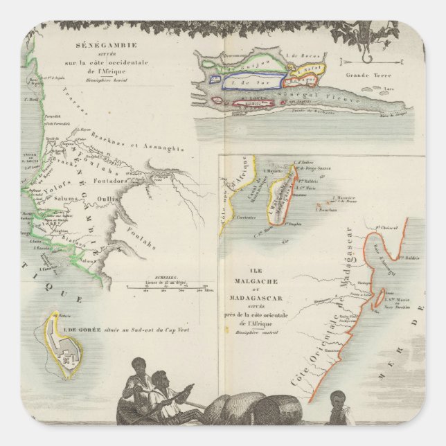 Sticker Carré Colonies françaises en Afrique (Devant)