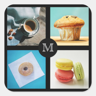 Sticker Carré Colonnes de monogramme personnalisées 2