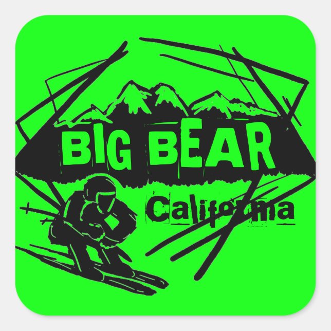 Sticker Carré Colonnes du logo vert de Big Bear California (Devant)