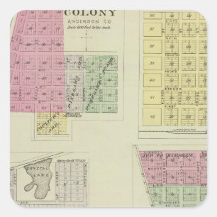 Sticker Carré Colony, Kincade, Mont Ida et Westphalia, Kansas