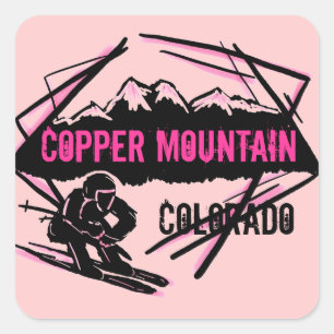 Sticker Carré Colorado Colorado collants rose ski