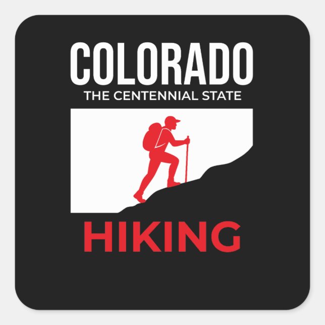 Sticker Carré Colorado Hiking – The Centennial State USA (Devant)