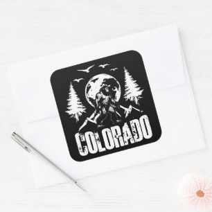 Sticker Carré Colorado Jour Bigfoot Randonnée Vintage