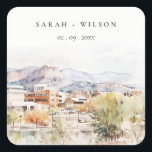 Sticker Carré Colorado Springs, Colorado Watercolor Wedding<br><div class="desc">If you need any further customization please feel free to email me on yellowfebstudio@gmail.com. or message via Zazzle.</div>