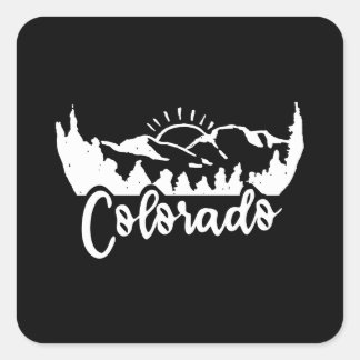 Sticker Carré Colorado Tee - Retro Vintage Mountains Nature Hike