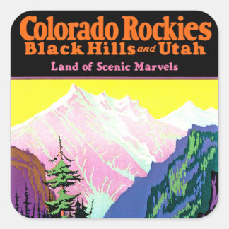 Sticker Carré Colorado vintage ~ Terre des merveilles Pittoresqu