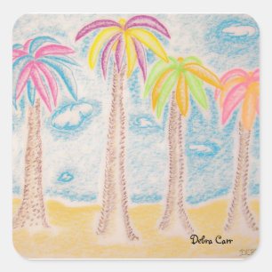 Sticker Carré Colorant Palms-carré