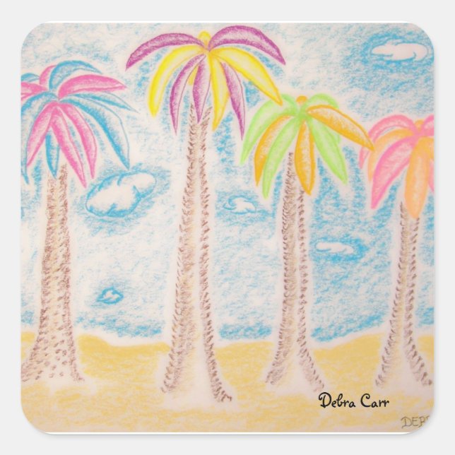 Sticker Carré Colorant Palms-carré (Devant)