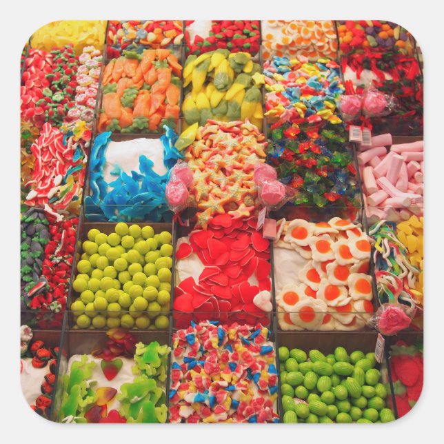 Sticker Carré Colorant sucré bonbon magasin (Devant)