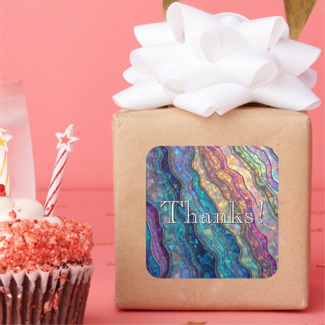 Sticker Carré Coloré Abalone Ondes Ondes Personnalisées (Fête)