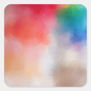 Sticker Carré Coloré Blanc Modèle tendance rose rouge jaune