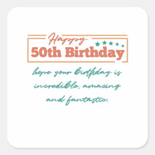 Sticker Carré coloré Joyeux 50e anniversaire voeux