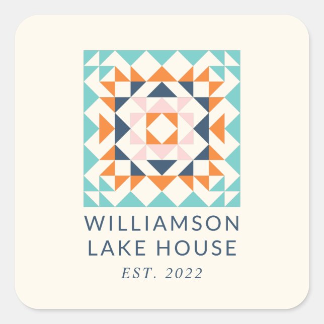 Sticker Carré Coloré moderne bloc de surfaces composées géométri (Devant)