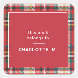 Sticker Carré Coloré Plaid Classic Personnalisé Red School