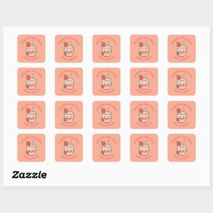 Sticker Carré Colorés Kawaii Sucrés Smoothies de yaourt jus de f
