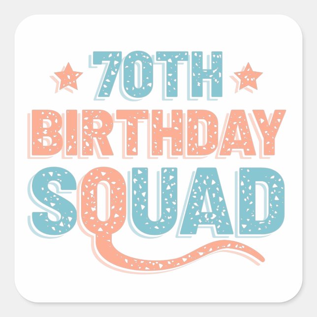 Sticker Carré Colorful Distressed 70e anniversaire (Devant)