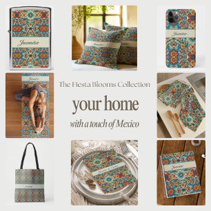 Sticker Carré Colorful Floral Motif mexicain personnalisable