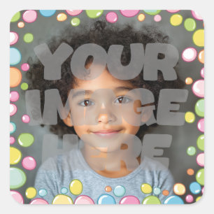 Sticker Carré Colorful Fun Pastel Bubble Frame Bordure pour Phot