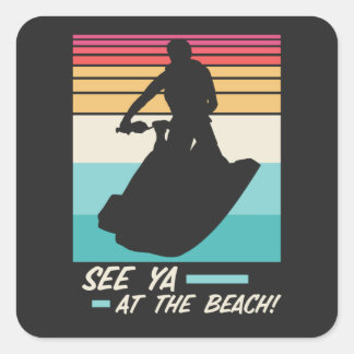 Sticker Carré Colorful Jet Ski saying Surfing beach Colors quote