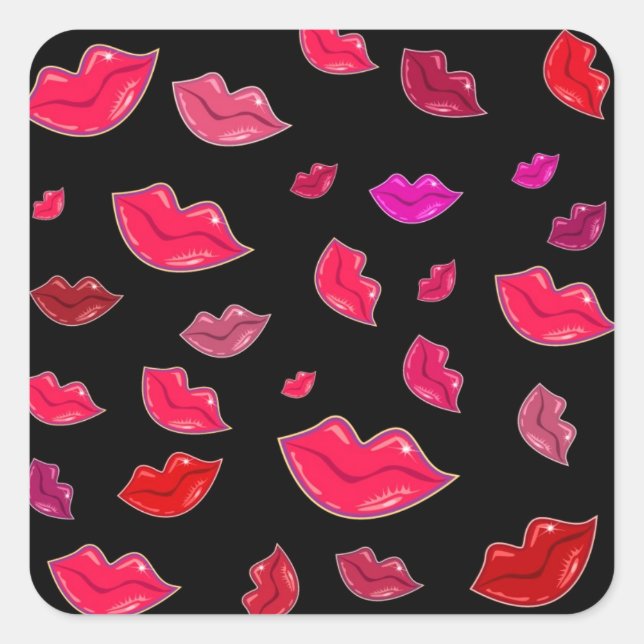 Sticker Carré Colorful lips (Devant)