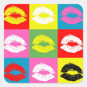 Sticker Carré Colorful lips