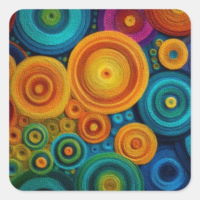 Sticker Carré Colorful Spiral Abstract Pattern Geometric Swirl (Devant)