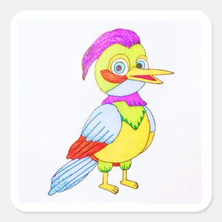 Sticker Carré Colorful Toon Bird