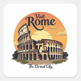 Sticker Carré Colosseum Rome Design Vintage voyage