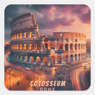 Sticker Carré Colosseum Rome Italie Vintage voyage
