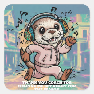 Sticker Carré Combinaison et écouteurs pour porter la loutre de 