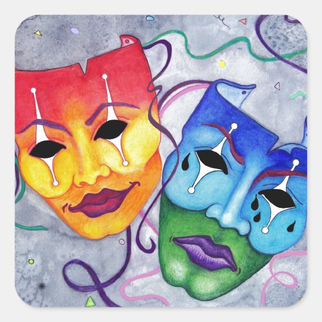 Sticker Carré Comédie et tragédie (Devant)