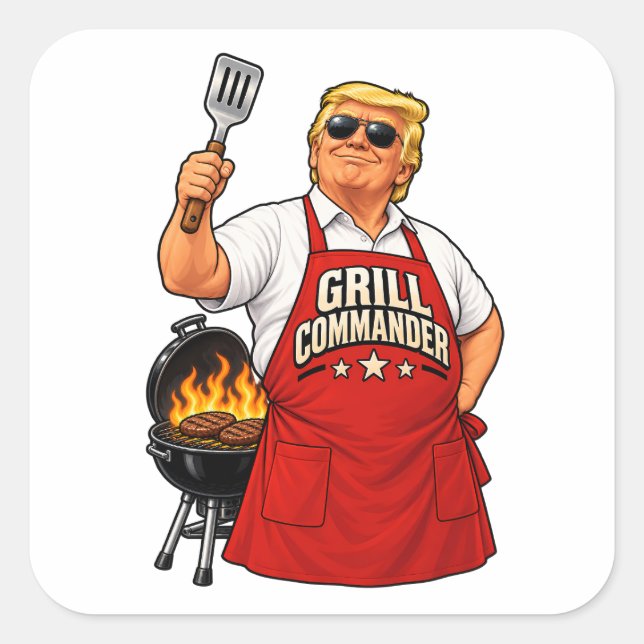 Sticker Carré Commandant de grill BBQ (Devant)