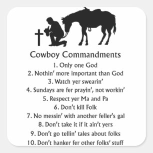 Sticker Carré Commandements Cowboy