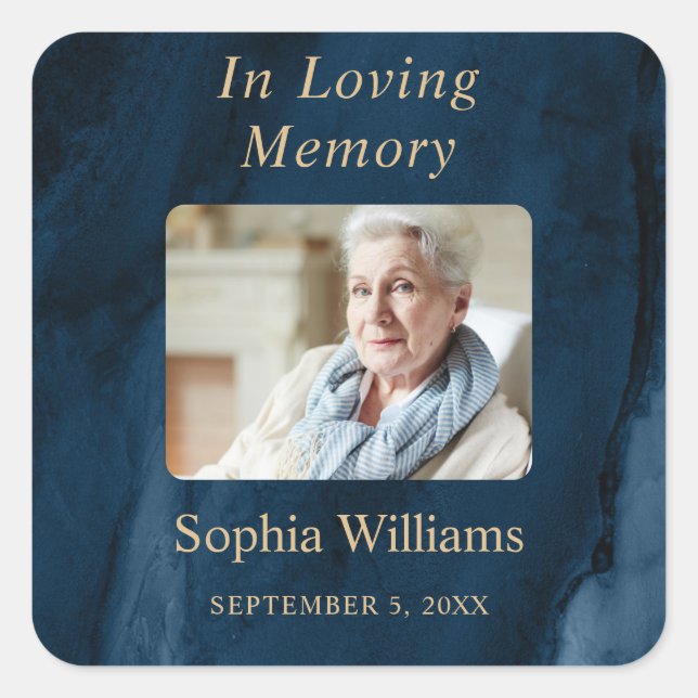 Sticker Carré commémoratif bleu et or (Devant)