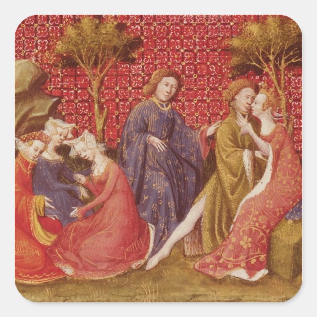 Sticker Carré Comment Lancelot embrassa Guinevere (Devant)