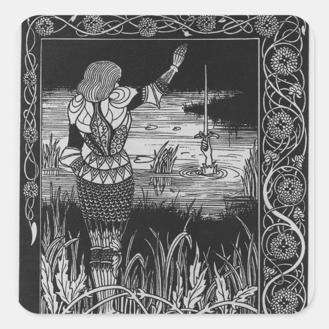 Sticker Carré Comment Sir Bedivere a mâché l'épée Excalibur (Devant)