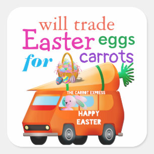 Sticker Carré Commerce coloré OEufs de Pâques pour Carottes Bunn